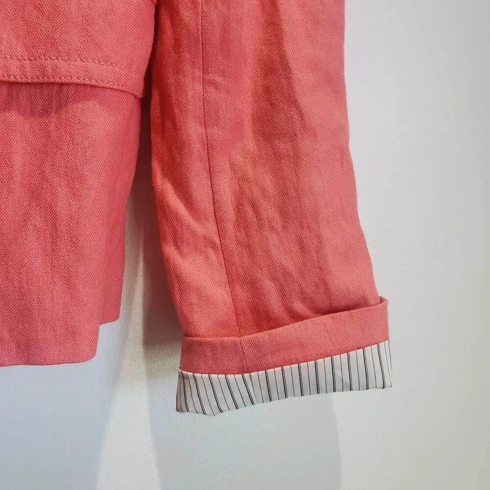 J Crew Schoolboy Blazer Women's 0 Peach Coral 2 Button Closure Lined